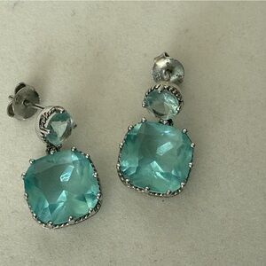 Elegant Sterling Silver and Blue topaz Earrings